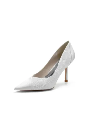 Stiletto Pointy Heels Lace Wedding Shoes