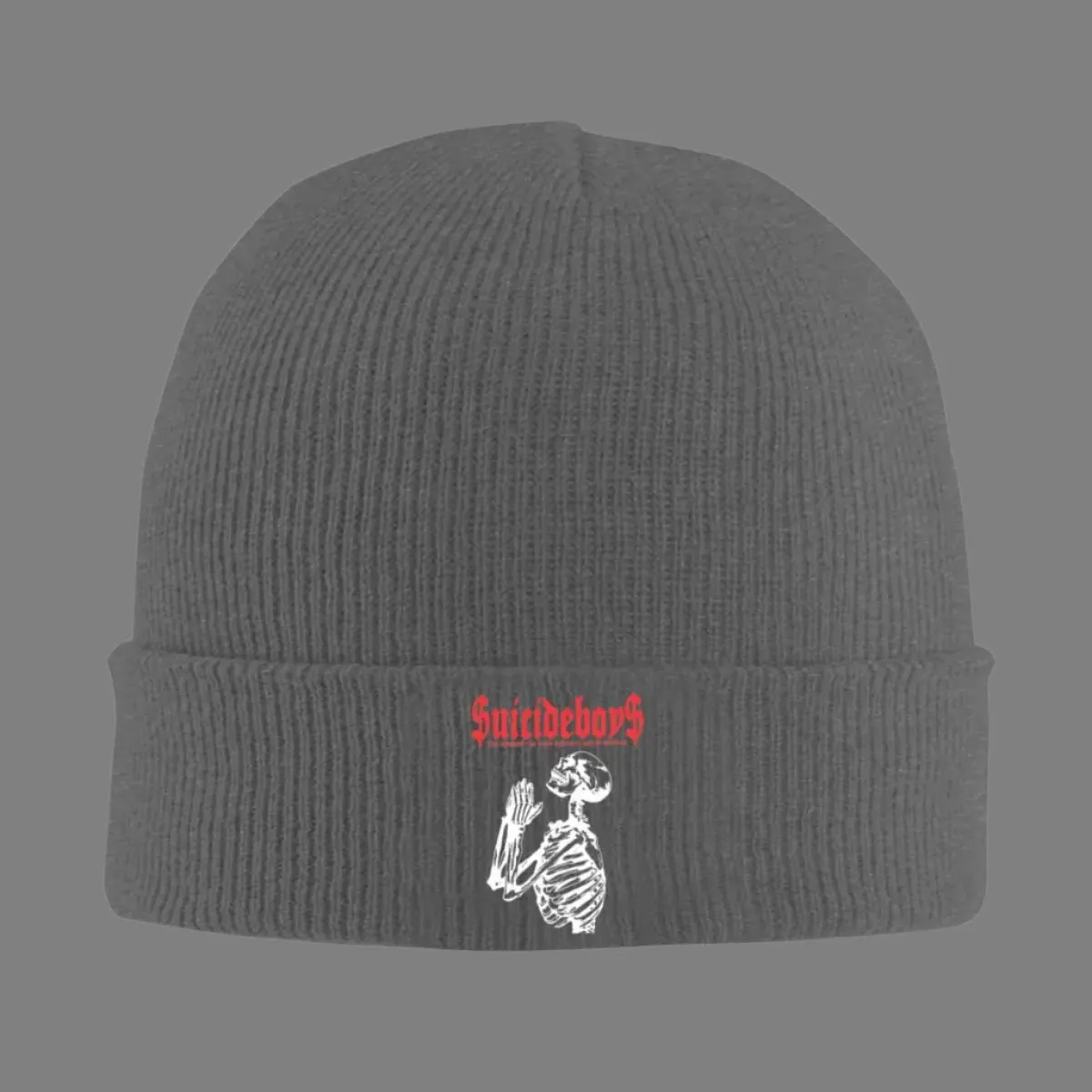 Suicideboys Tour Knit Beanie | Heather Grey Streetwear by Gothic Outlaws