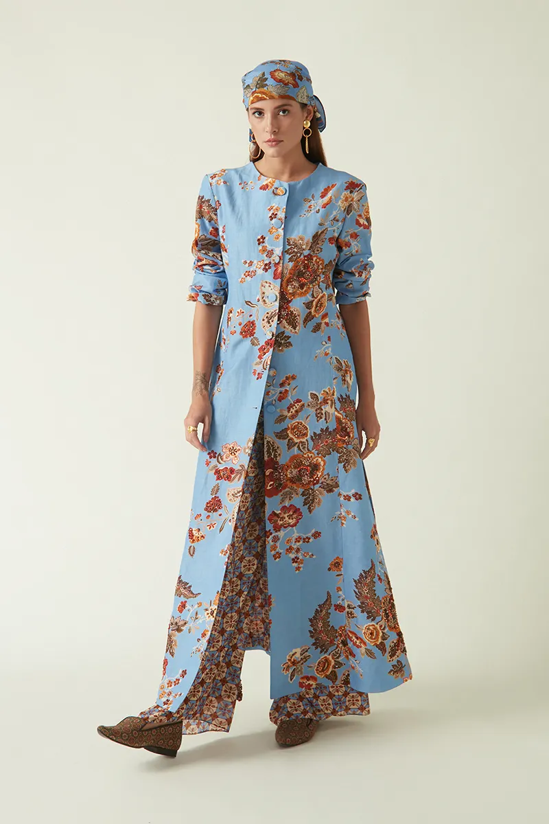 Summer Jacket Linen Satin Embroidered-Fashion Edit Java 03A-7JV-05-Payal Pratap