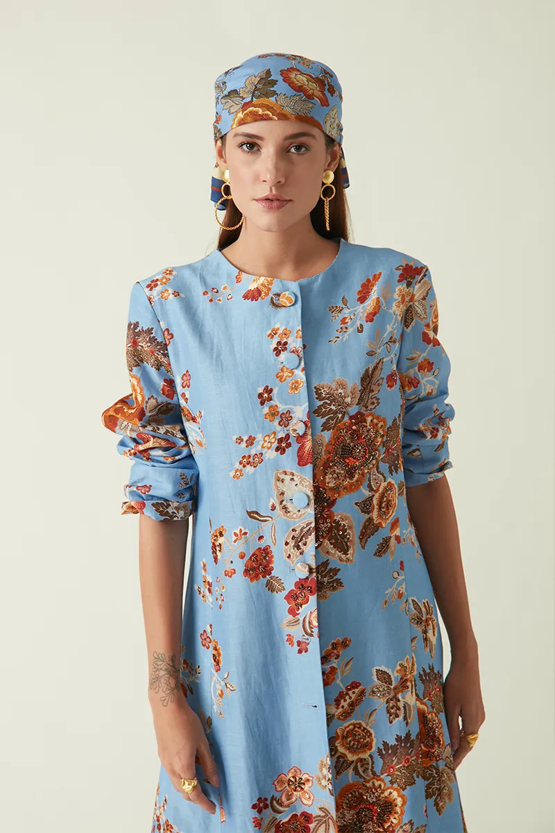Summer Jacket Linen Satin Embroidered-Fashion Edit Java 03A-7JV-05-Payal Pratap