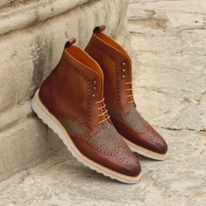 Unique Handcrafted Brown Military Style Boot w/ Wedge Sole by Le Ruux