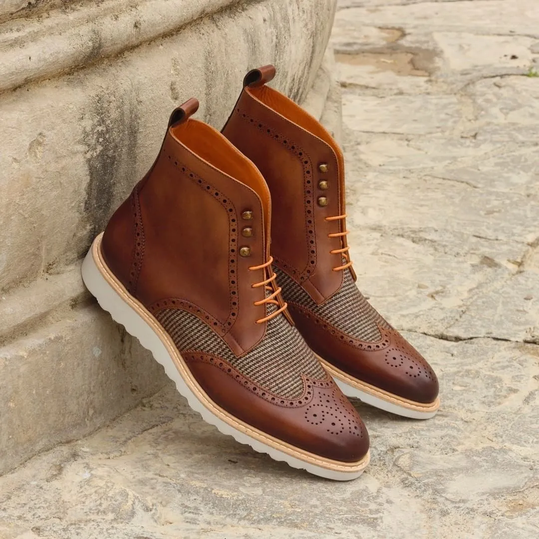 Unique Handcrafted Brown Military Style Boot w/ Wedge Sole by Le Ruux