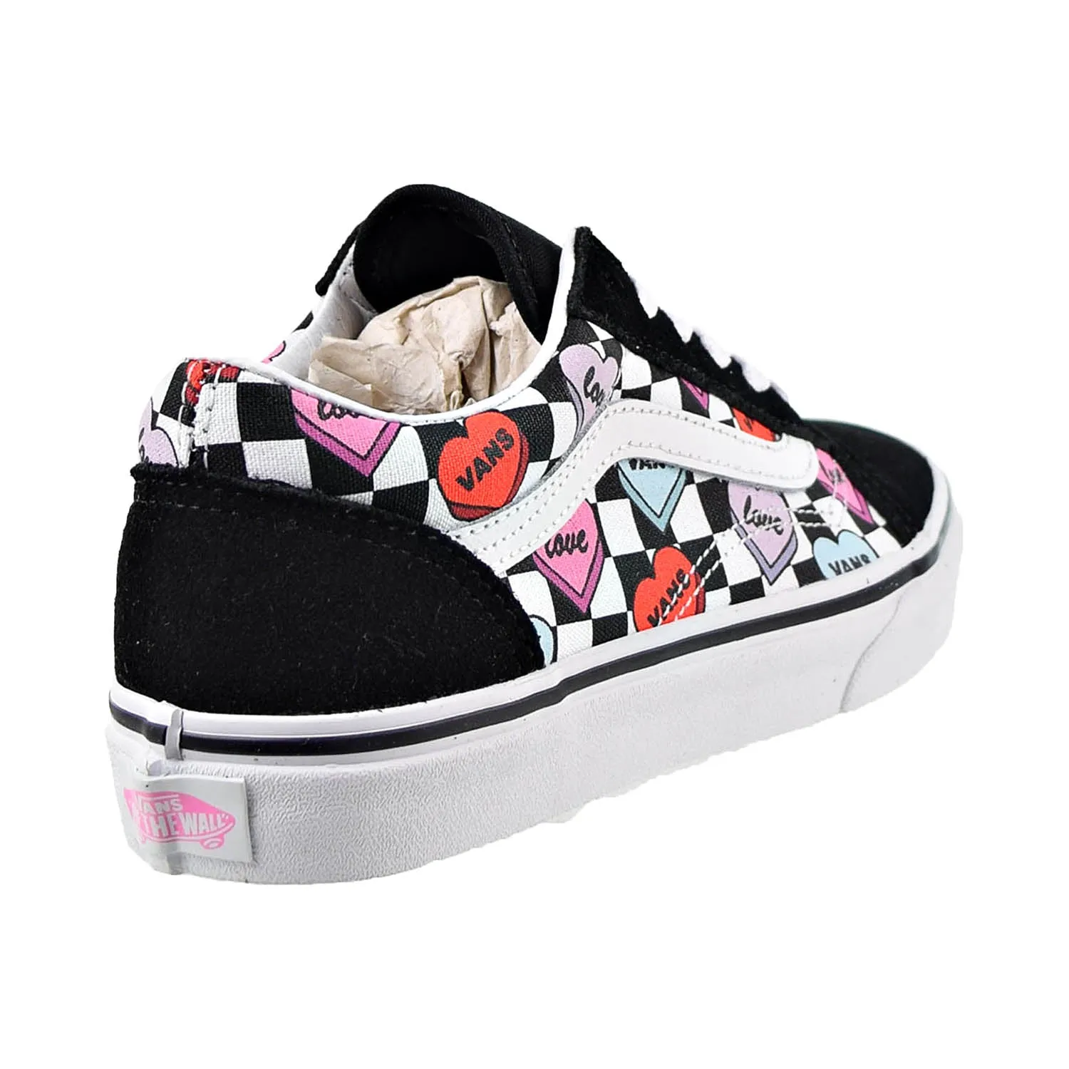 Vans Candy Hearts Old Skool Big Kids' Shoes Black-True White