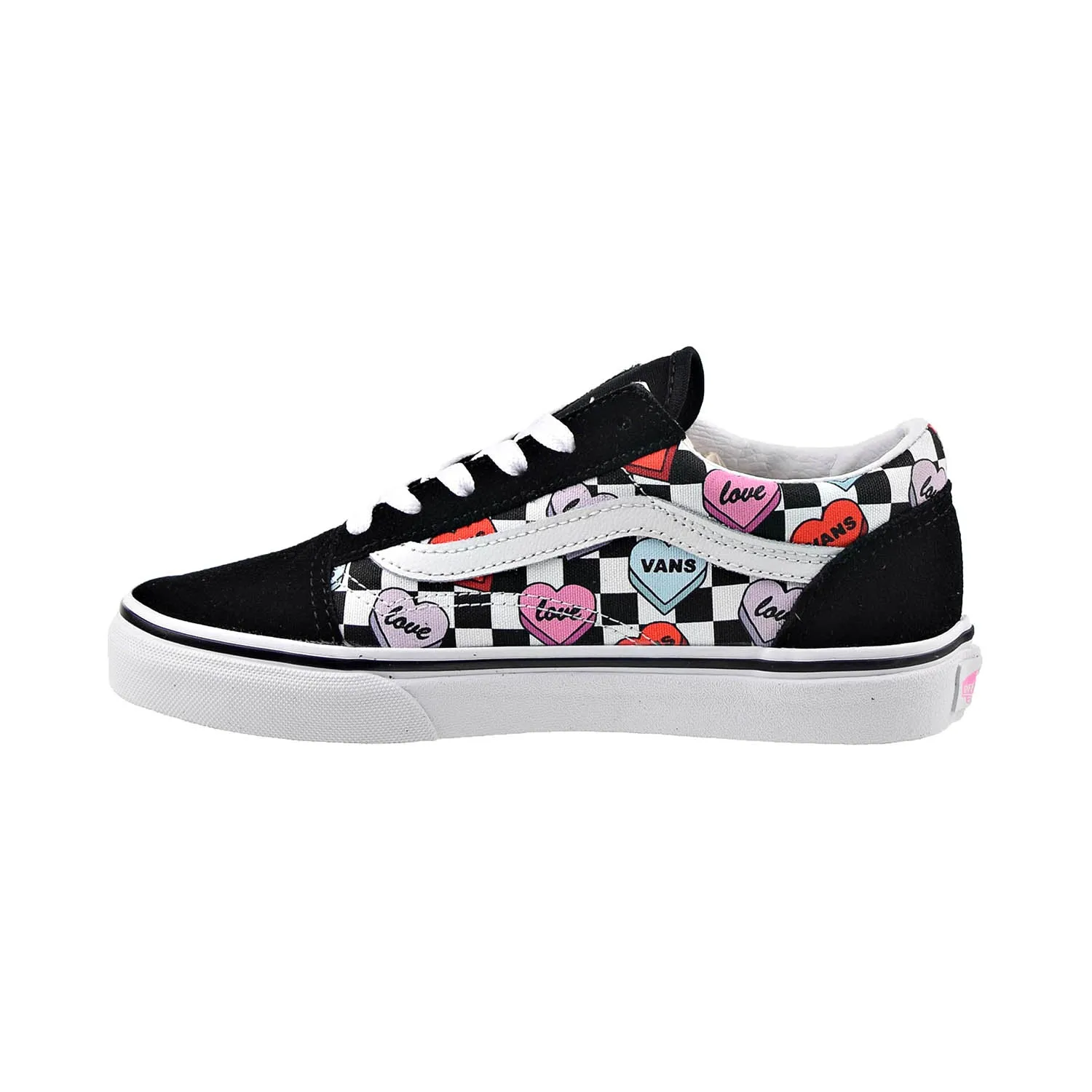 Vans Candy Hearts Old Skool Big Kids' Shoes Black-True White