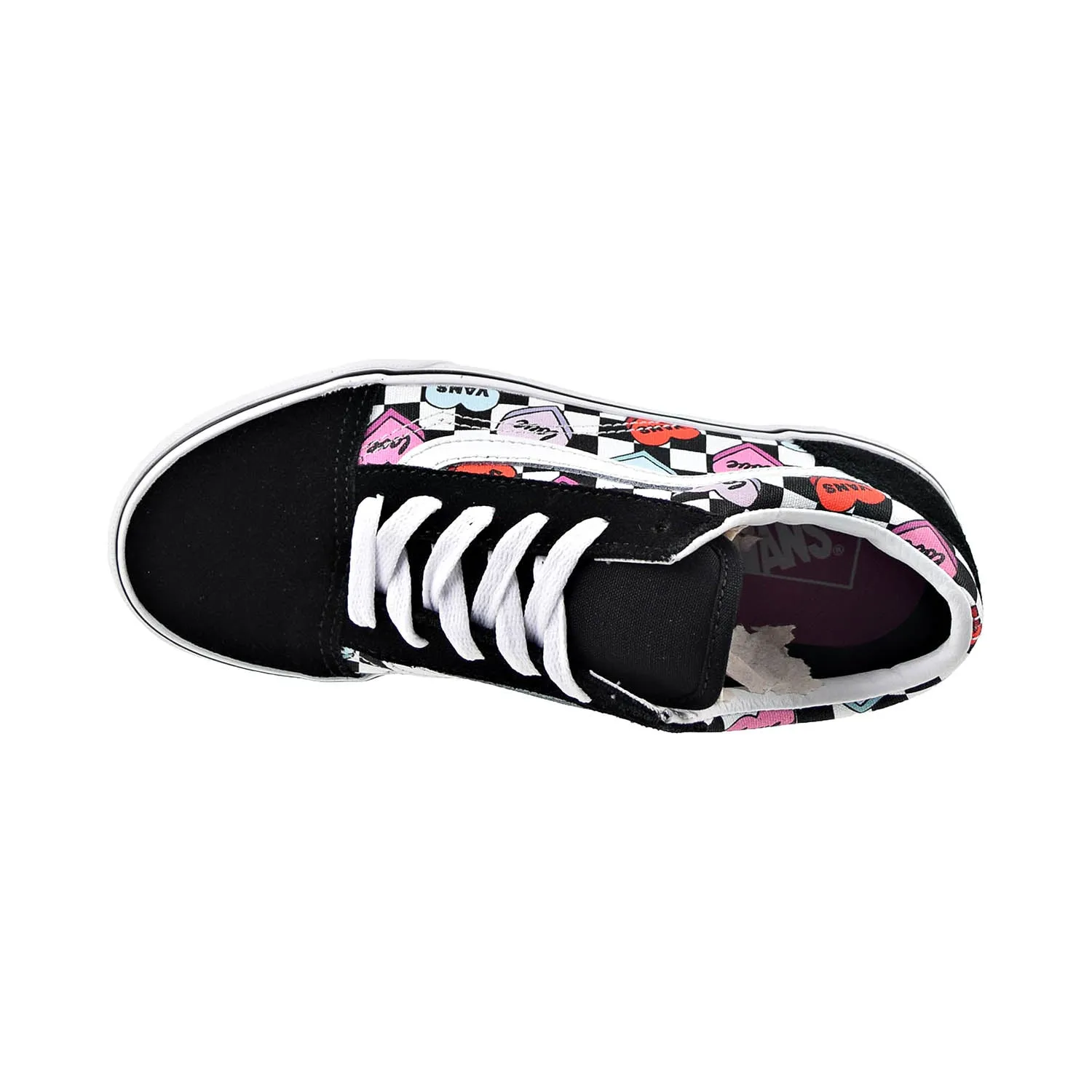Vans Candy Hearts Old Skool Big Kids' Shoes Black-True White