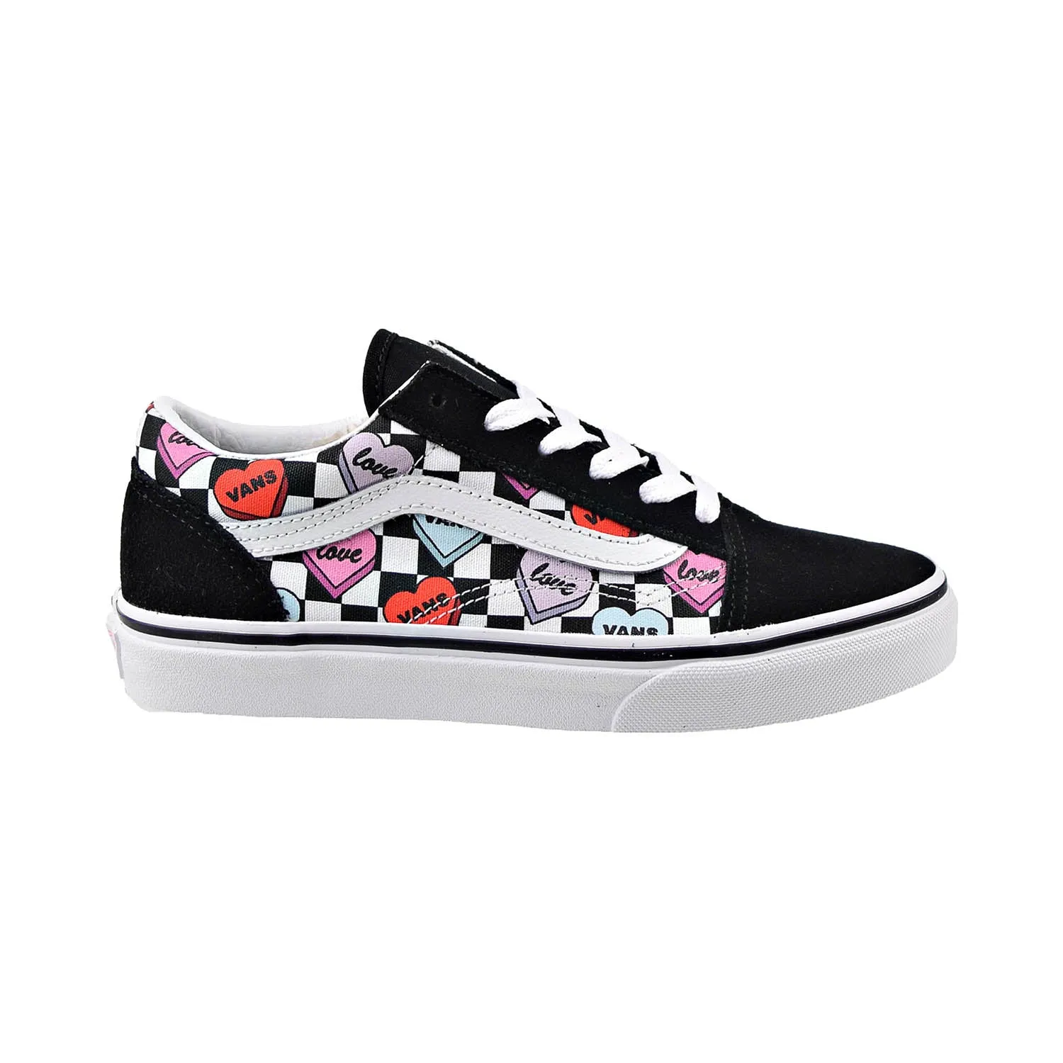 Vans Candy Hearts Old Skool Big Kids' Shoes Black-True White