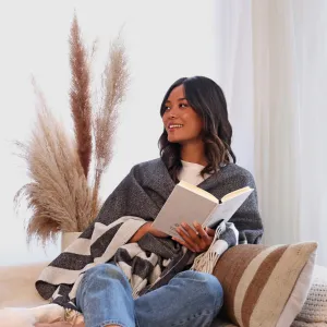 Verushka Reversible Poncho Charcoal/Ivory