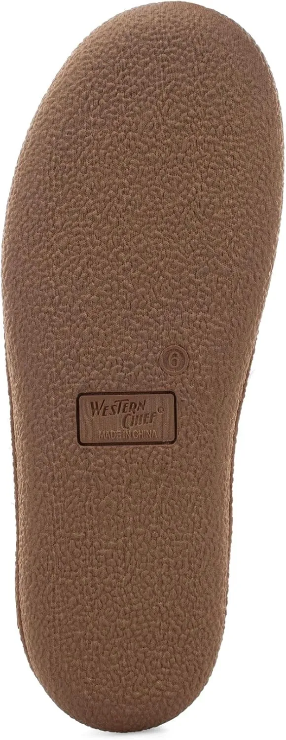 Western Chief Women's Elaine Slippers  Cozy Faux Fur Lining, Stylish Stitched Lace Detail for Indoor, Moccasin Slip-On Loafers Womens Shoes