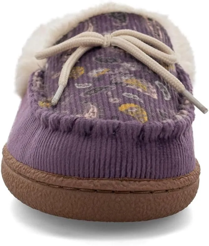 Western Chief Women's Elaine Slippers  Cozy Faux Fur Lining, Stylish Stitched Lace Detail for Indoor, Moccasin Slip-On Loafers Womens Shoes