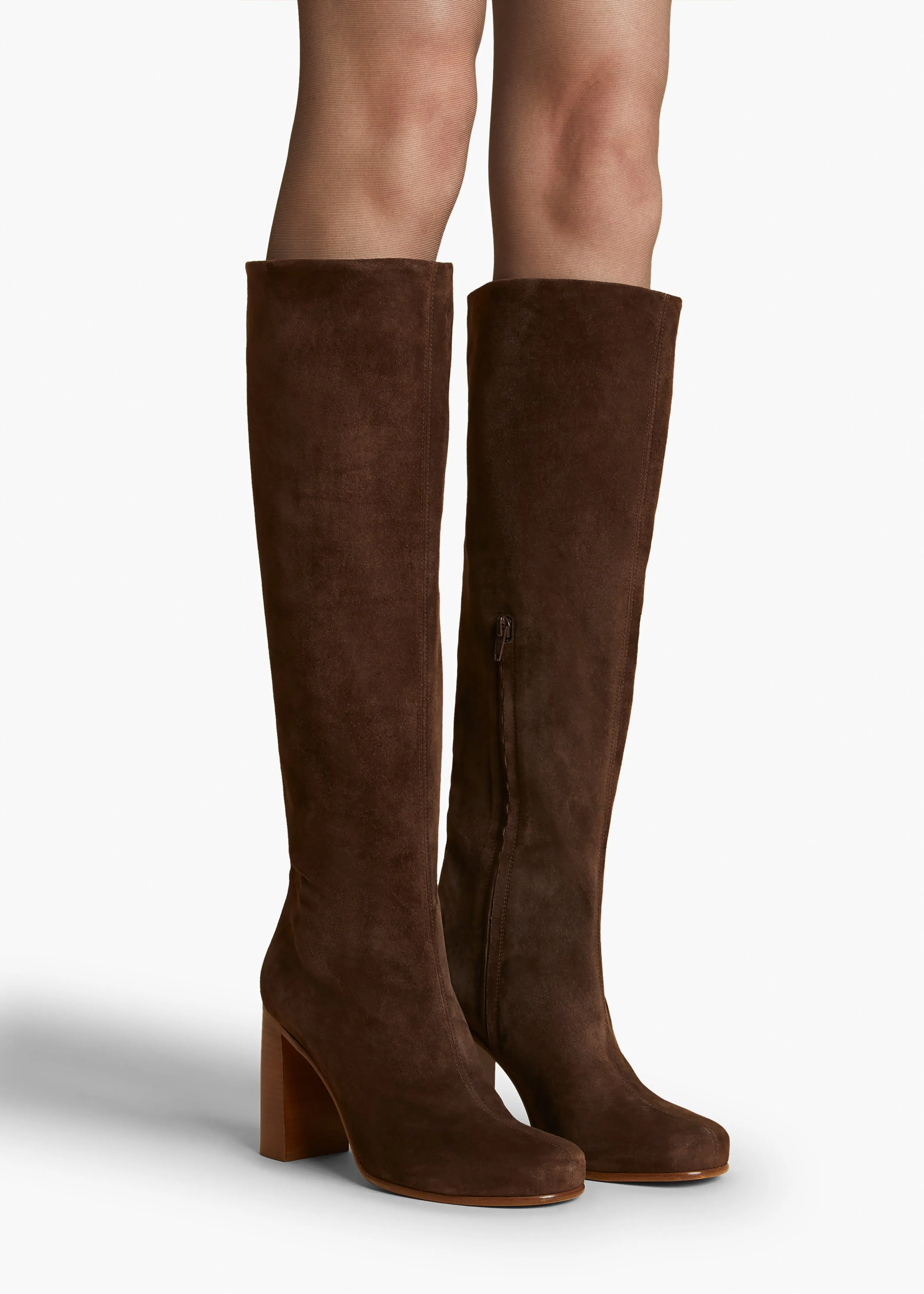 Willow Knee-High Boot in Dark Brown Suede
