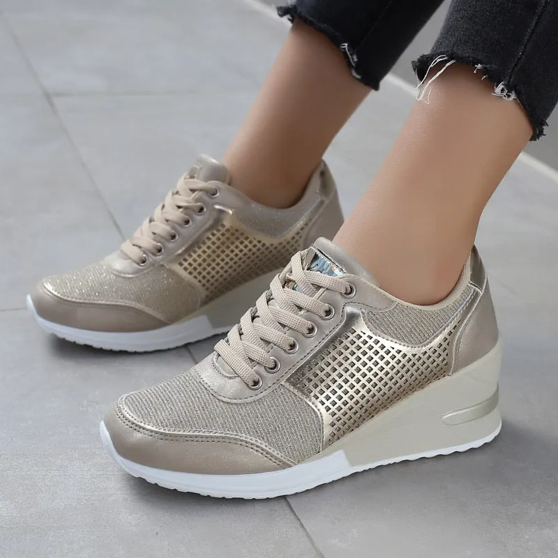 Women Walking Running Shoes Height Increasing Comfortable