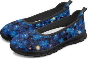 Women's Casual Shoes Floral Stylish Everyday Loafers Breathable Non Slip Work Shoes for Indoor Outdoor Size 6-11 Black Sole