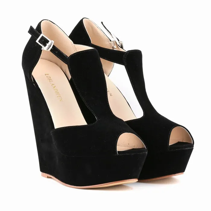 Women's Casual Wedge Heel Suede Roman Fisherman Sandals