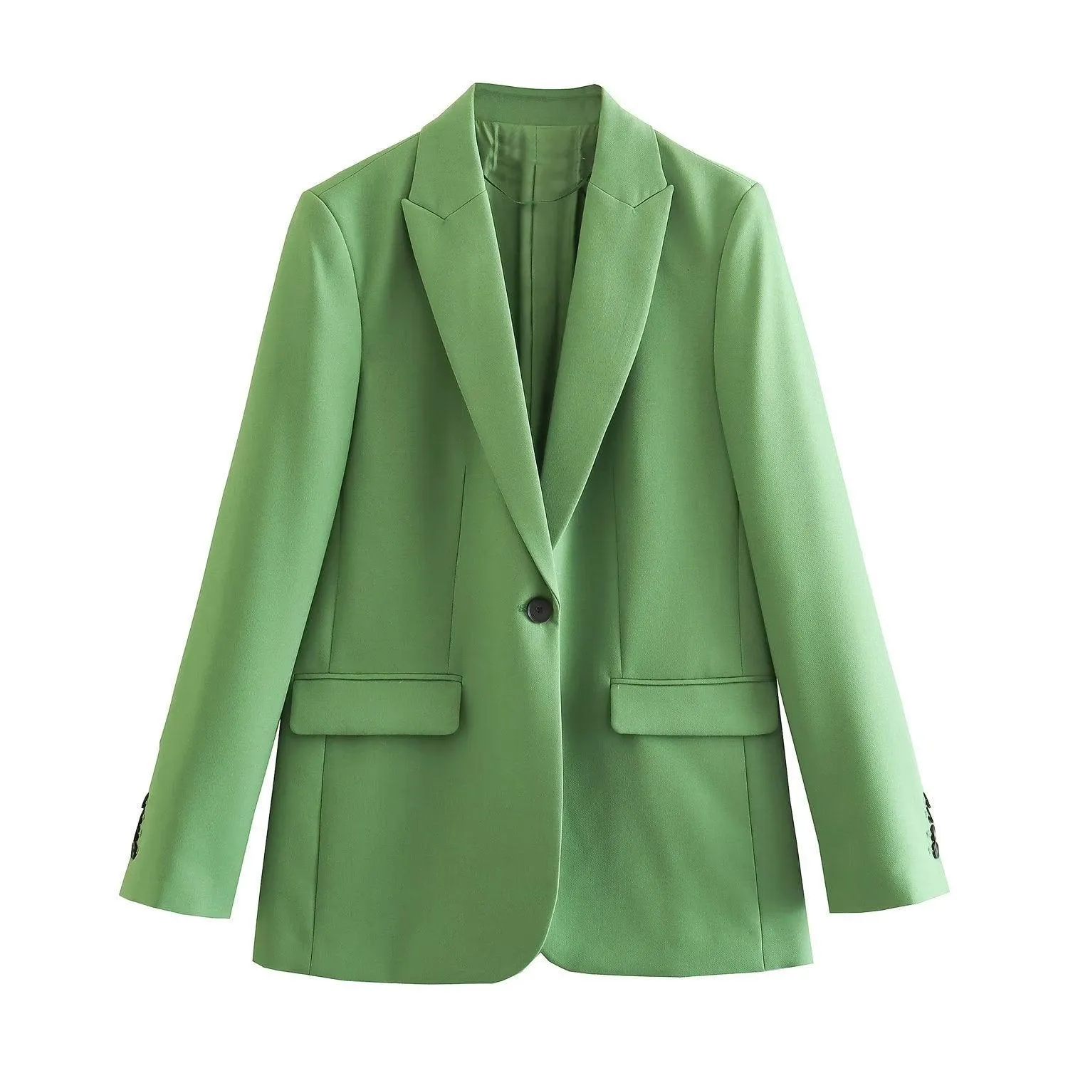 Women's Fashionable Simple Suit Jacket High Waist Baggy Straight Trousers Suit