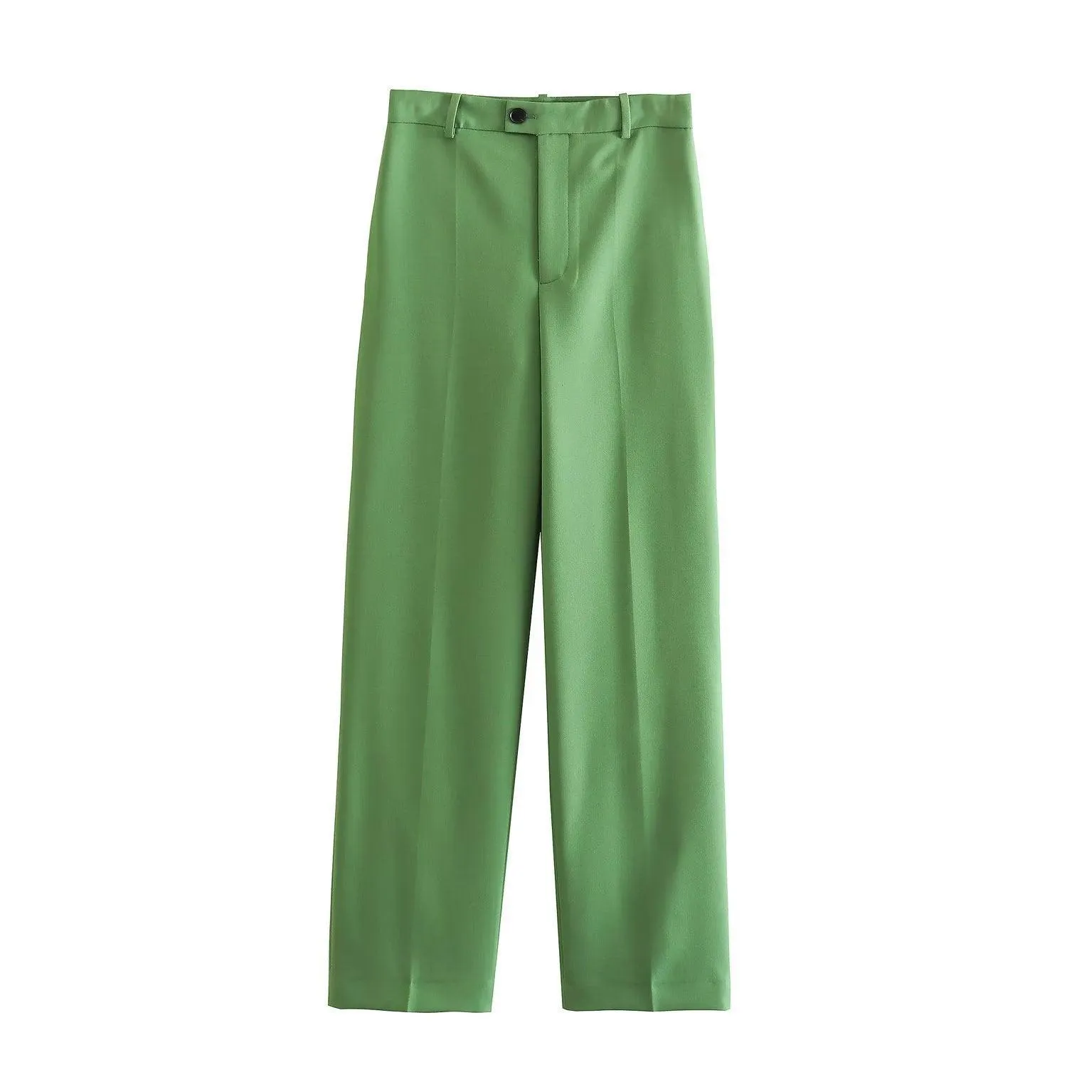 Women's Fashionable Simple Suit Jacket High Waist Baggy Straight Trousers Suit