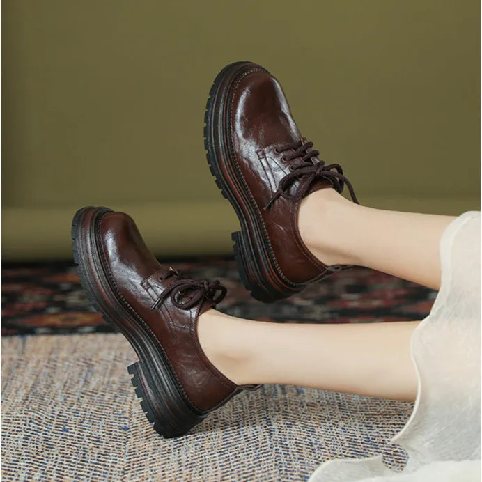 Women's Platform Lace-up Casual Loafers