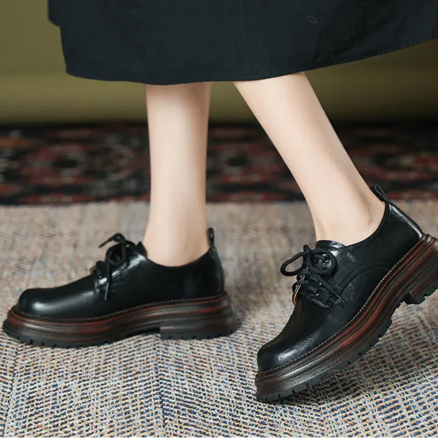 Women's Platform Lace-up Casual Loafers