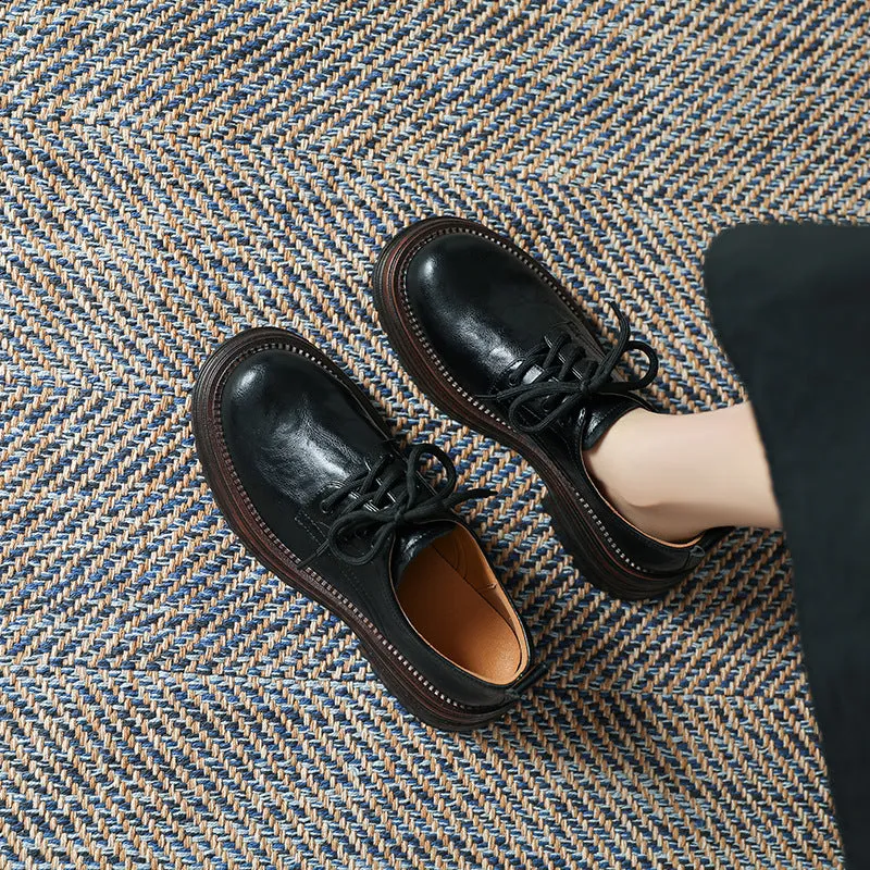 Women's Platform Lace-up Casual Loafers