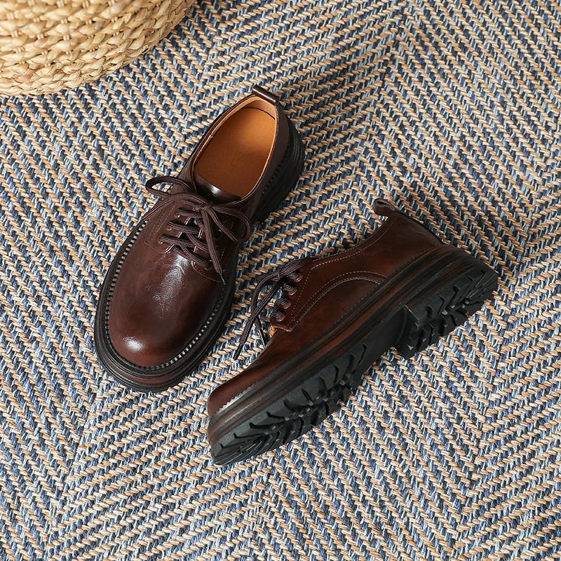 Women's Platform Lace-up Casual Loafers