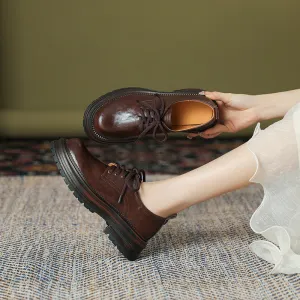 Women's Platform Lace-up Casual Loafers