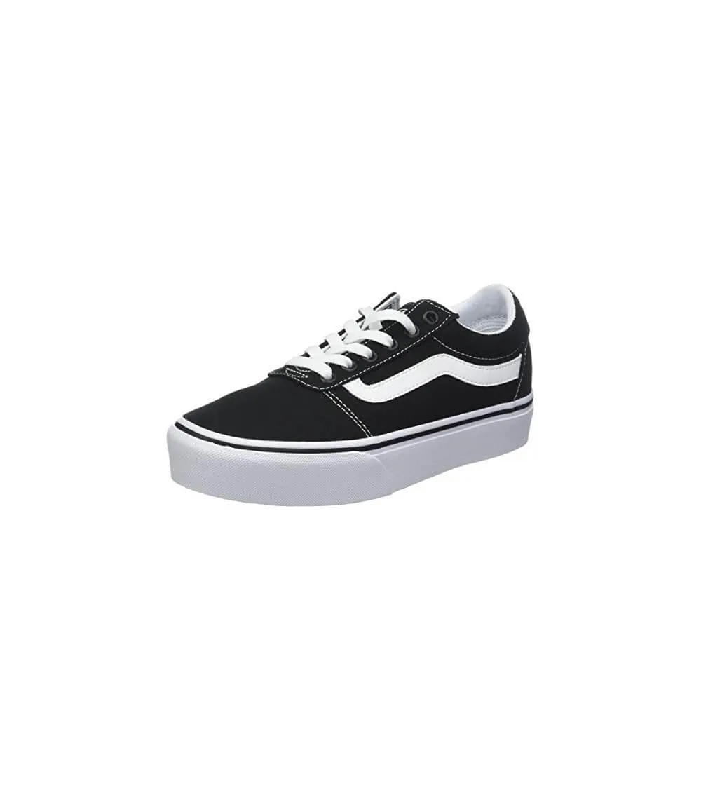 Womens Ward Platform Black/White Canvas Trainer