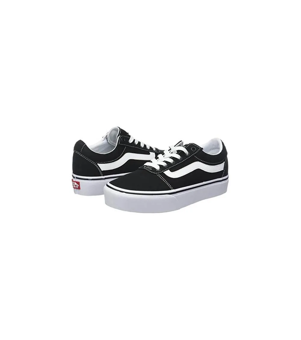 Womens Ward Platform Black/White Canvas Trainer